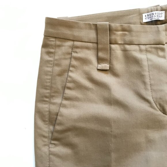 Brunello Cucinelli Cuffed Pants Trousers Womens 42 6 Beige Tan High Rise Cropped - Picture 6 of 15